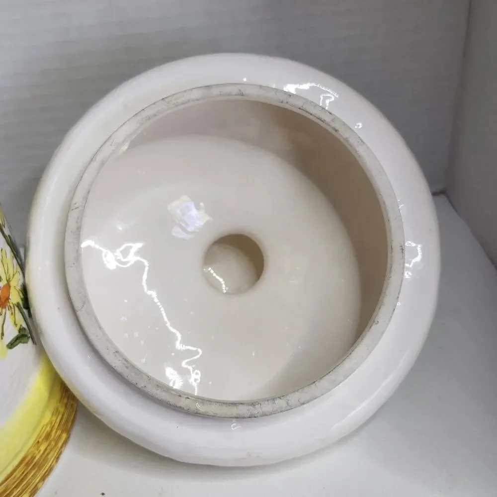 Vtg Sears Roebuck & Co Canister, Daisy Yellow And White